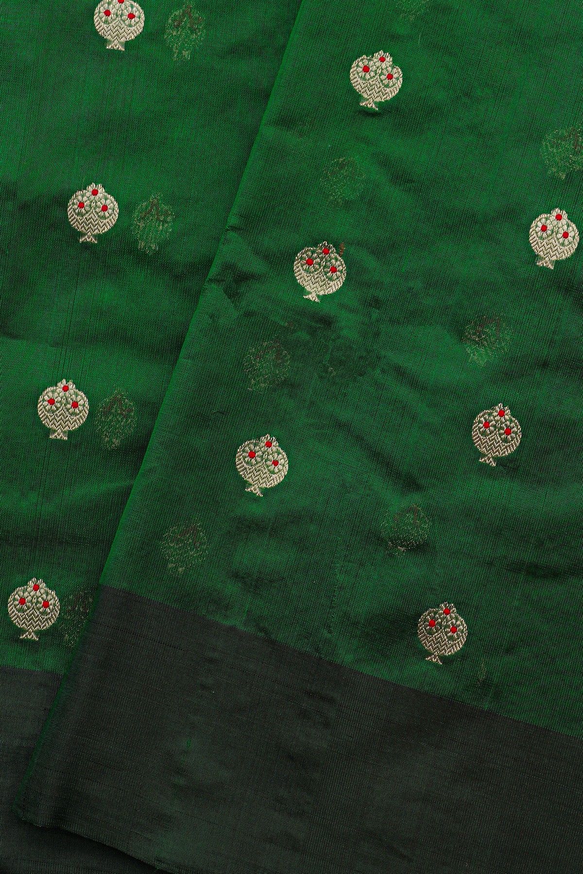 Chanderi Silk Bottle Green Saree