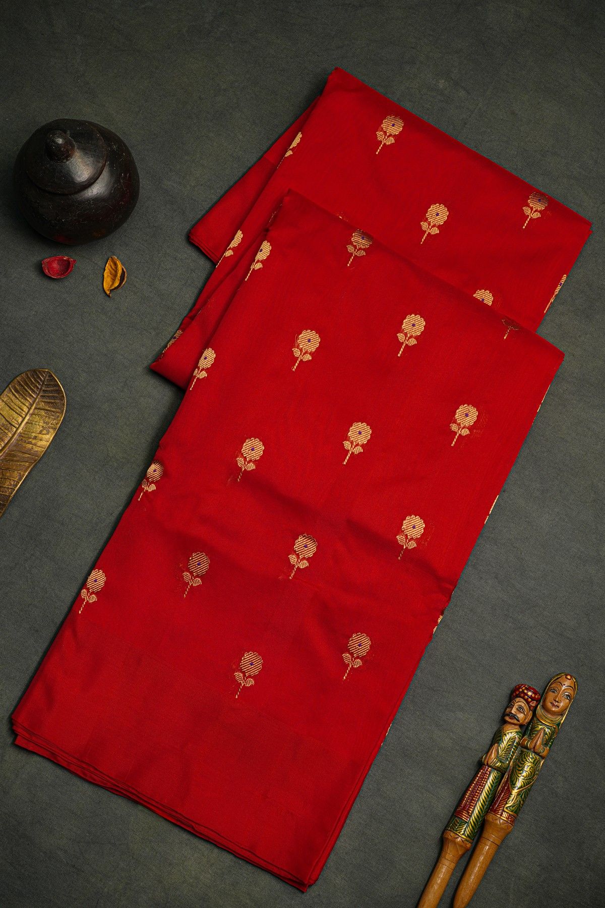 Chanderi Silk Red Saree