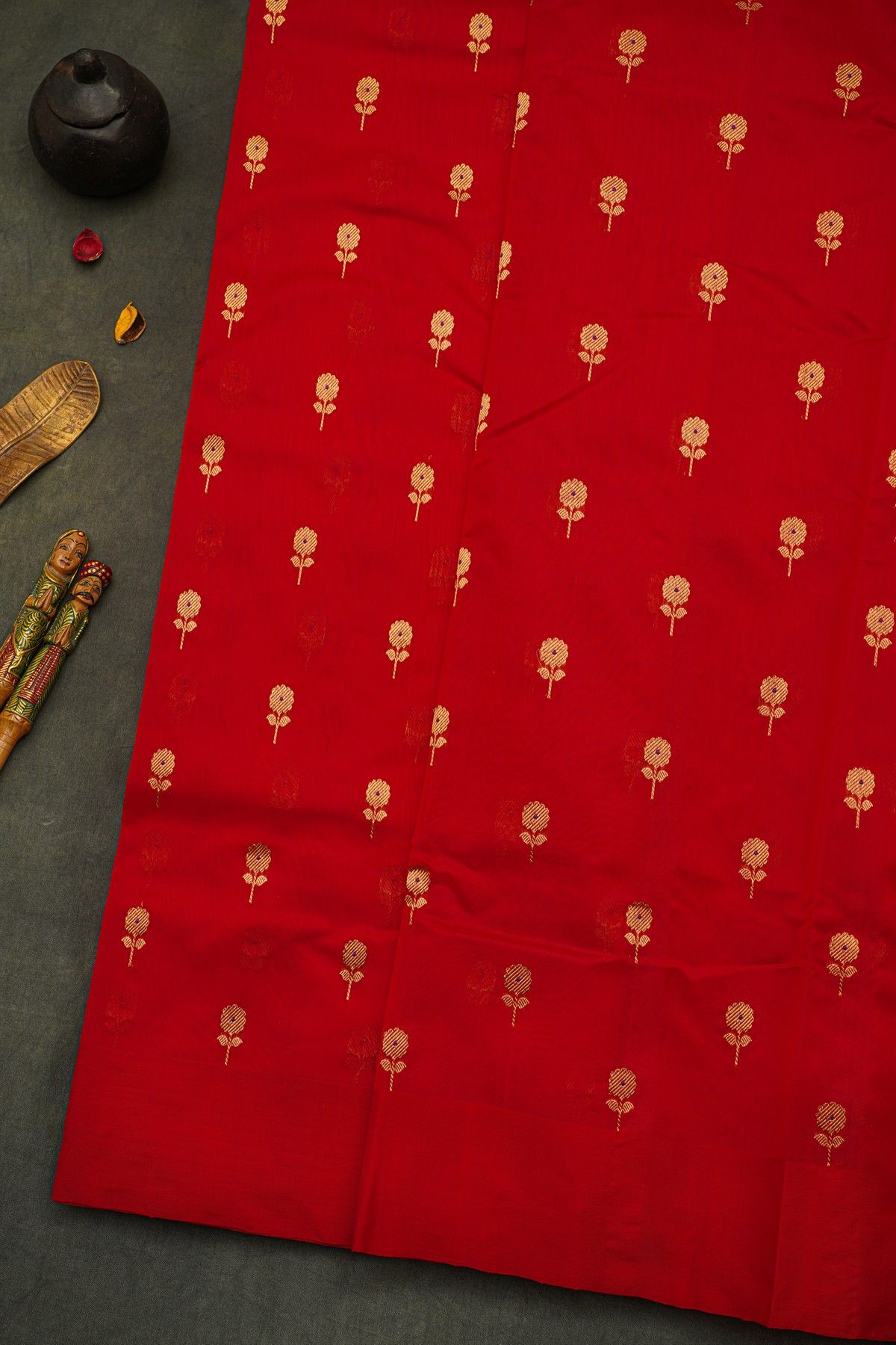 Chanderi Silk Red Saree