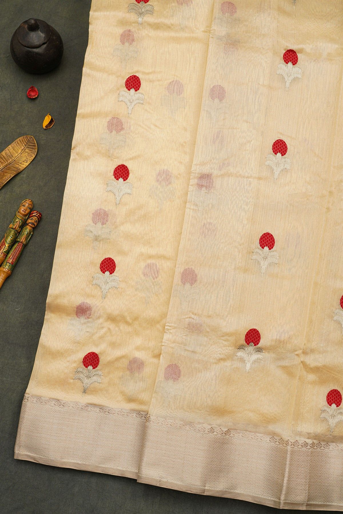 Chanderi Silk Cream Saree