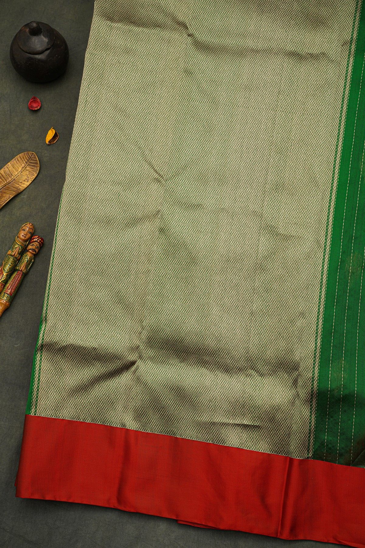 Chanderi Silk Bottle Green Saree