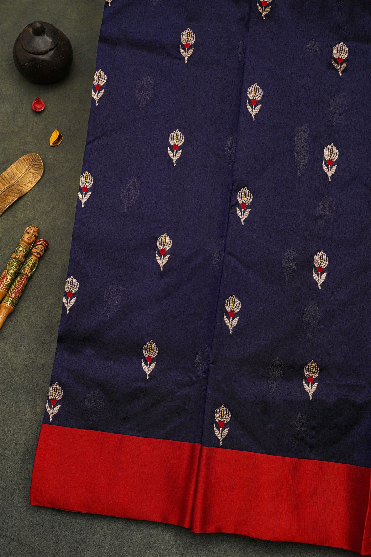 Chanderi Silk Navy Blue Saree
