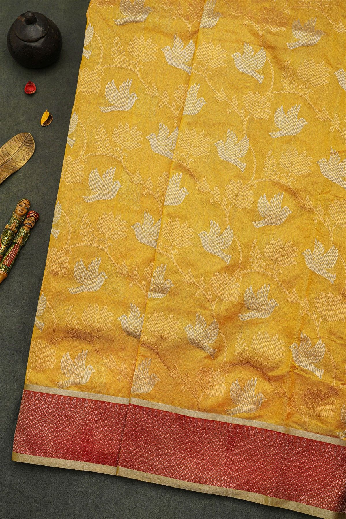 Chanderi Silk Yellow Saree