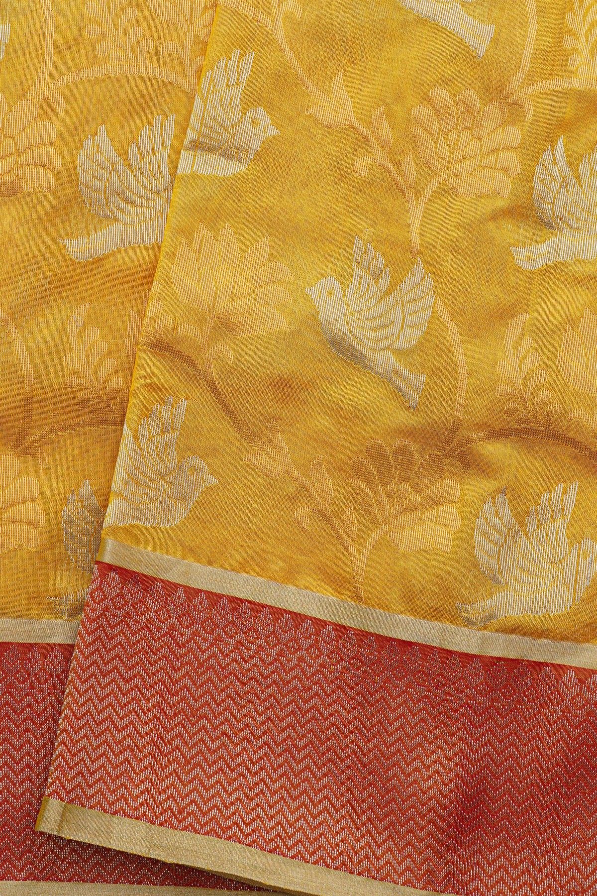 Chanderi Silk Yellow Saree