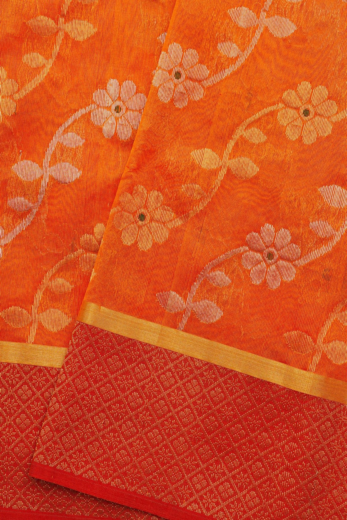 Chanderi Silk Orange Saree