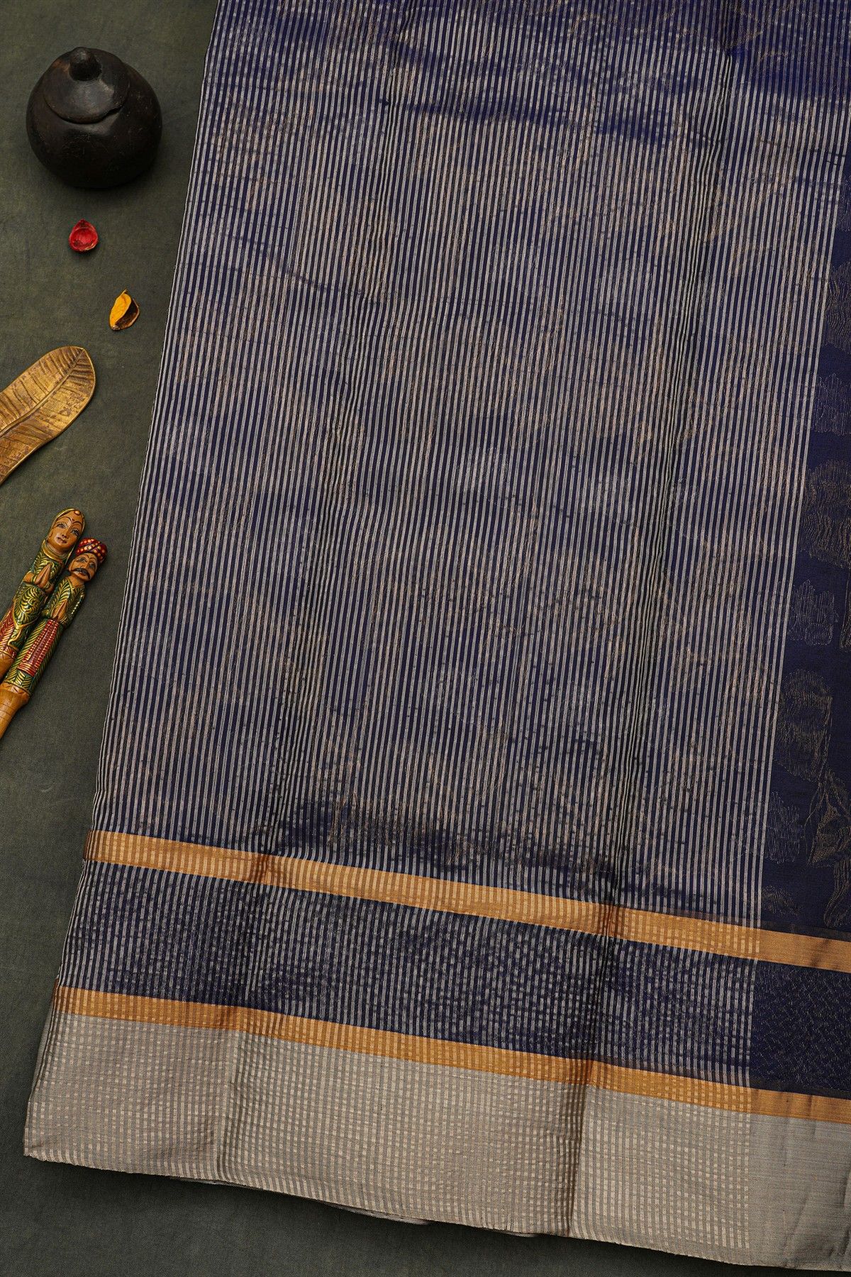 Chanderi Silk Navy Blue Saree