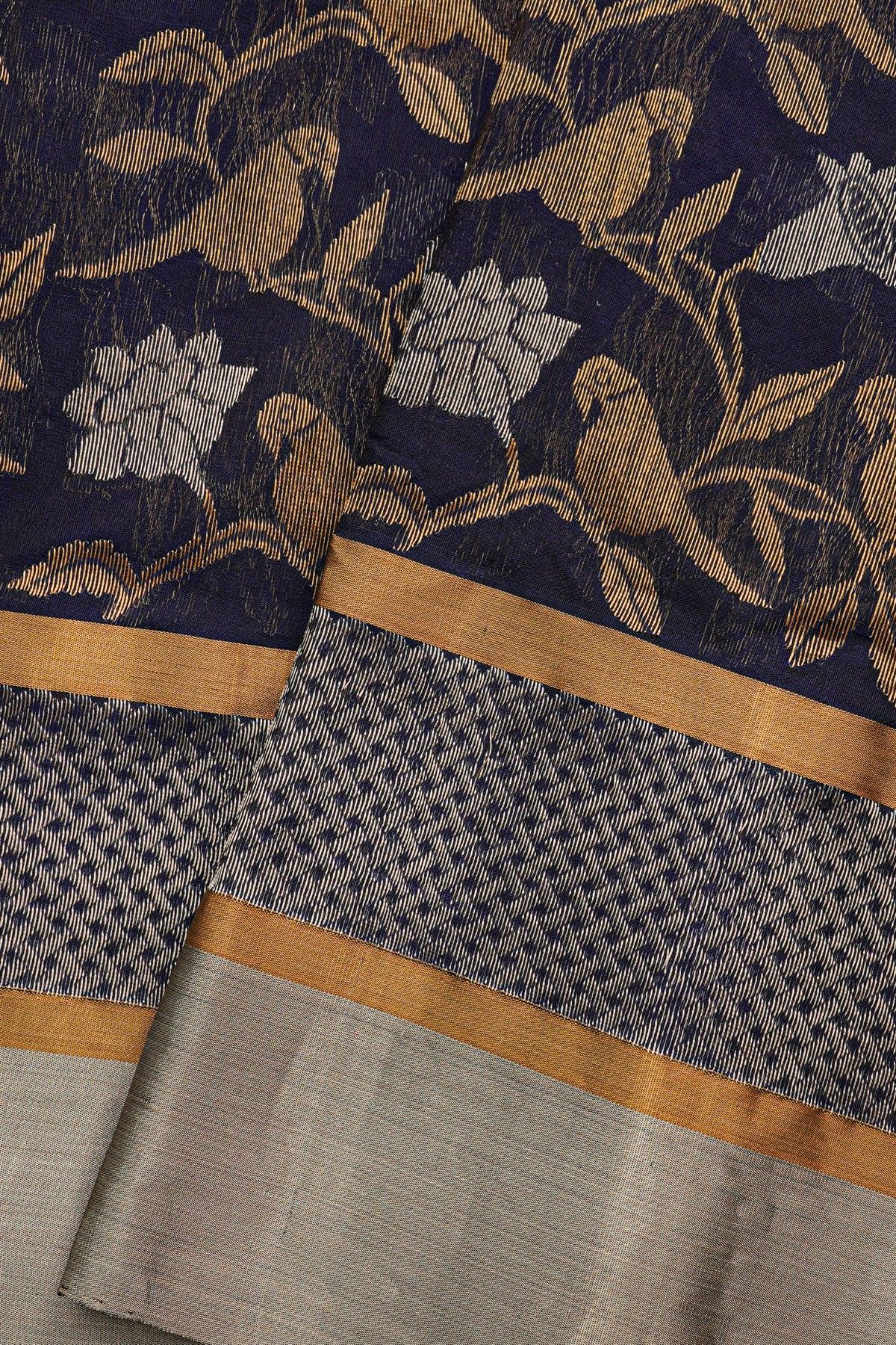 Chanderi Silk Navy Blue Saree