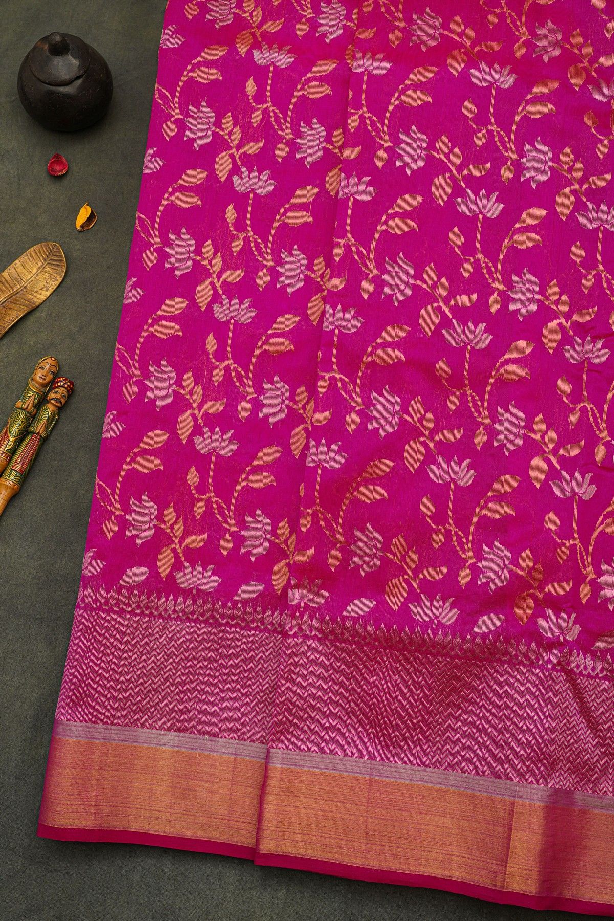 Chanderi Silk Magenta Saree
