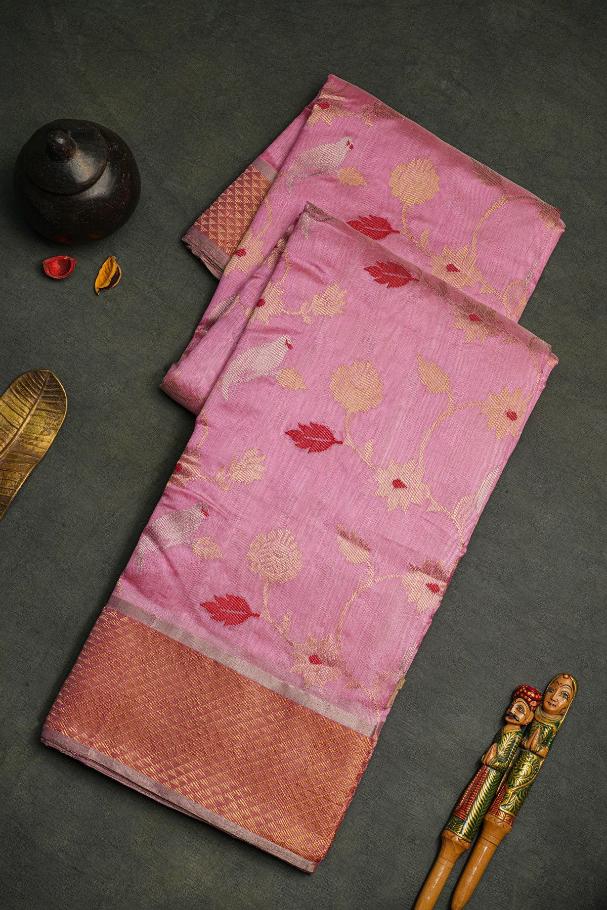 Chanderi Silk Pink Saree