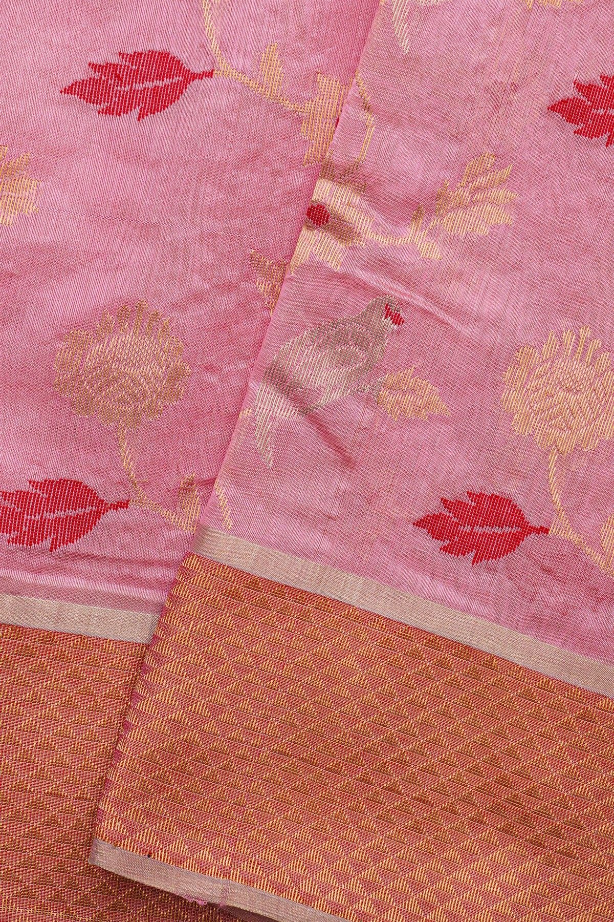 Chanderi Silk Pink Saree