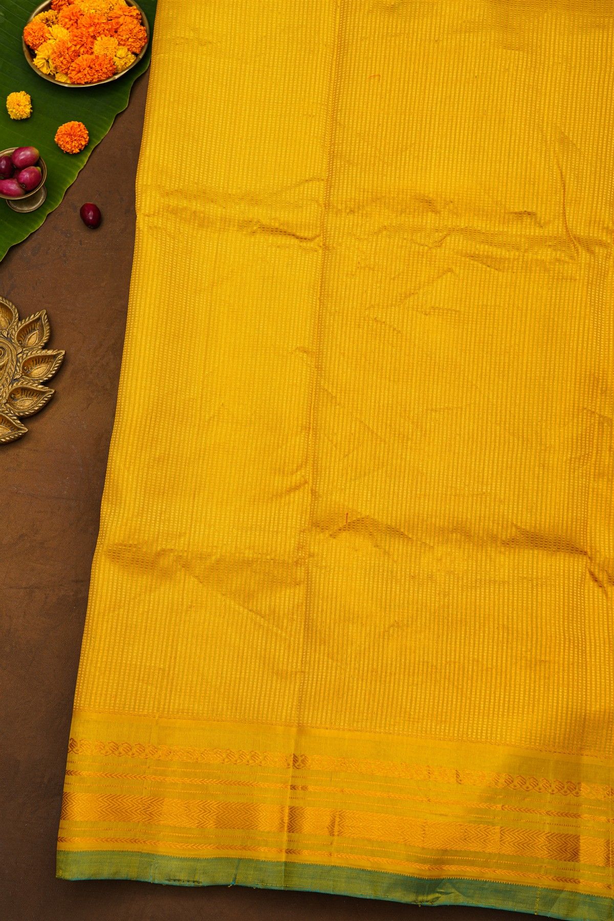 Gadwal Silk Red Tanjore Hand Painted Saree