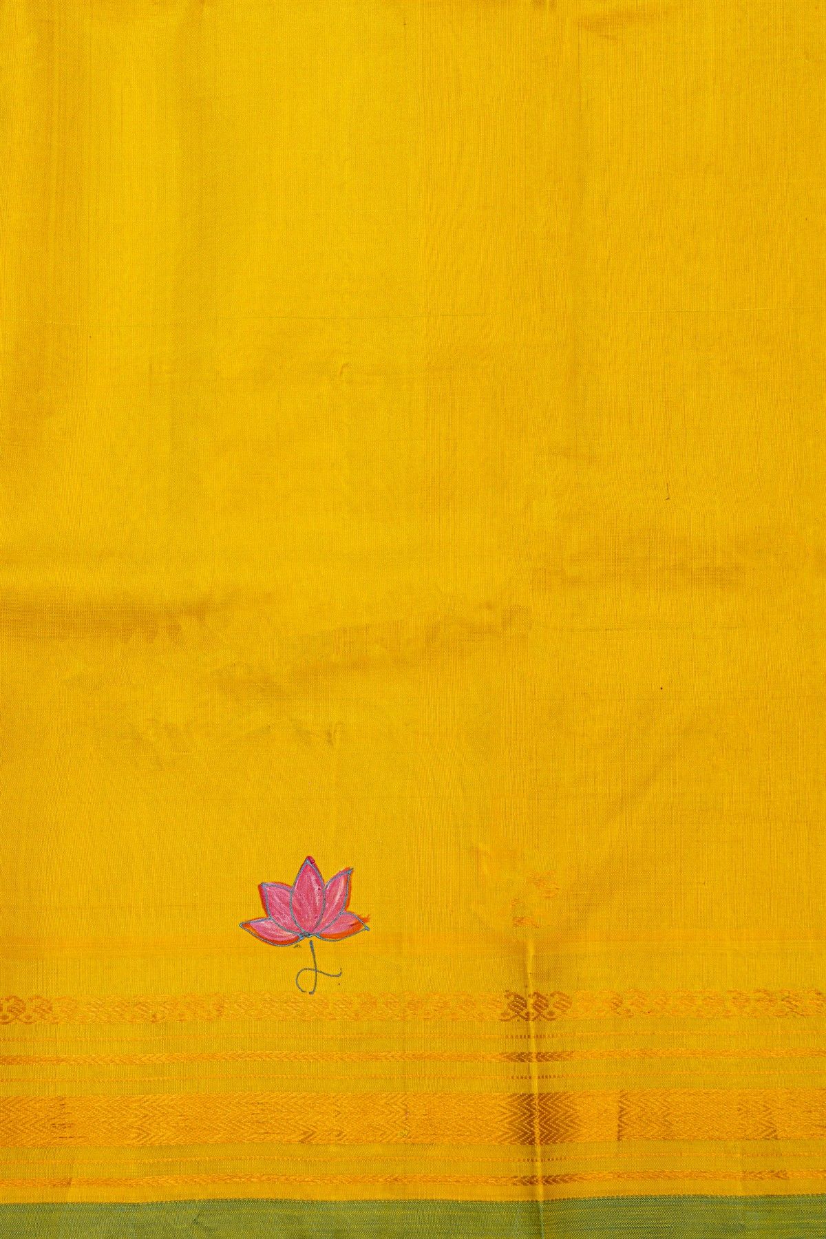 Gadwal Silk Red Tanjore Hand Painted Saree