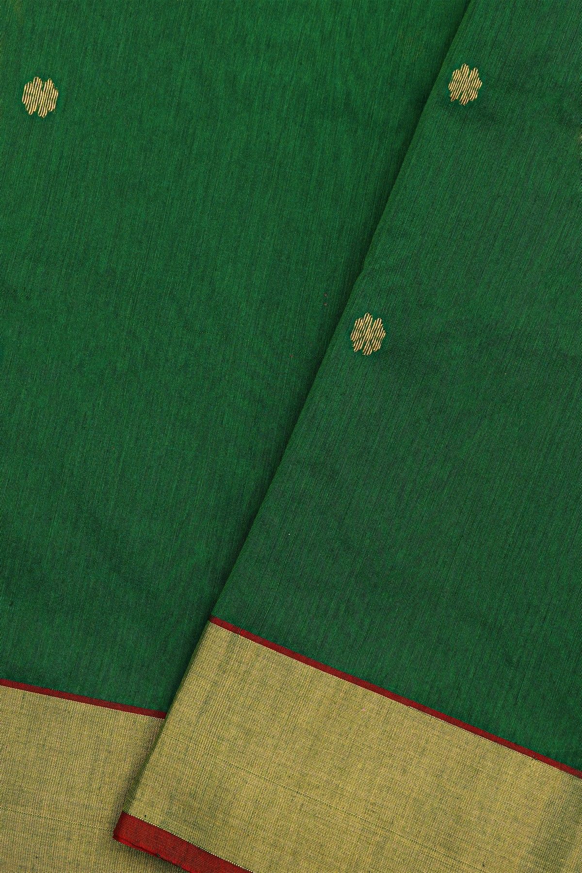 Chanderi Sico Bottle Green Saree