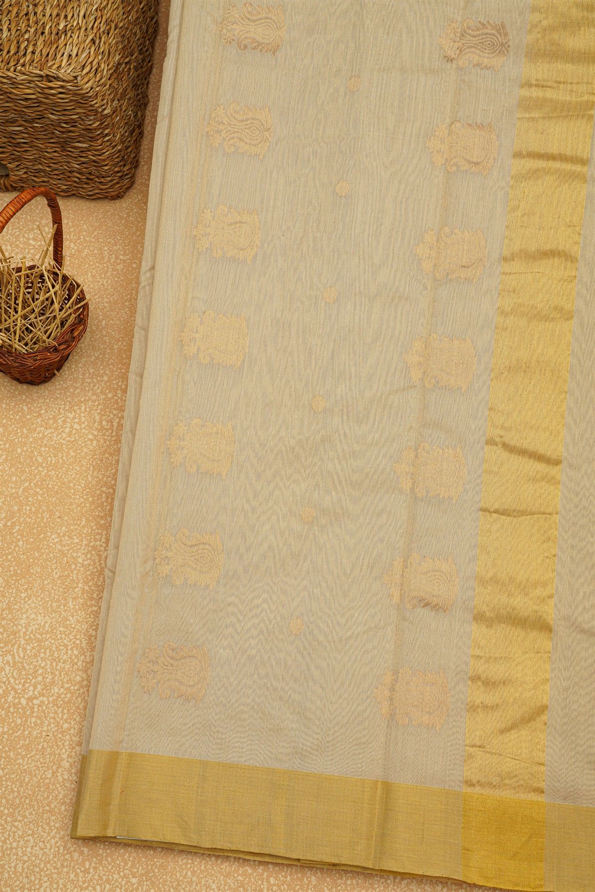 Chanderi Sico Off White Saree