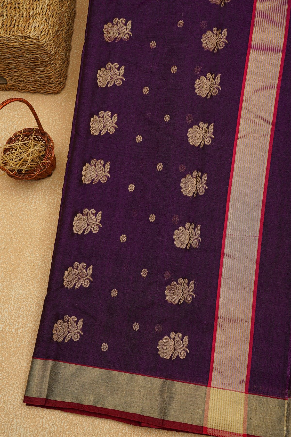 Chanderi Sico Violet Saree