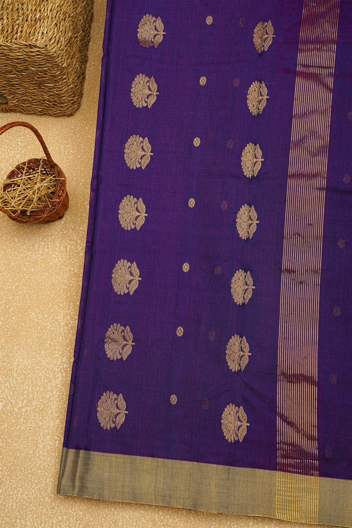 Chanderi Sico Royal Blue Saree