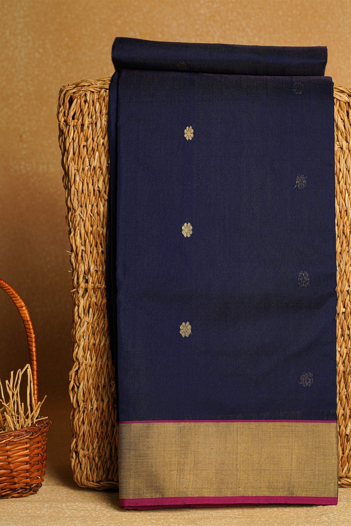 Chanderi Sico Navy Blue Saree