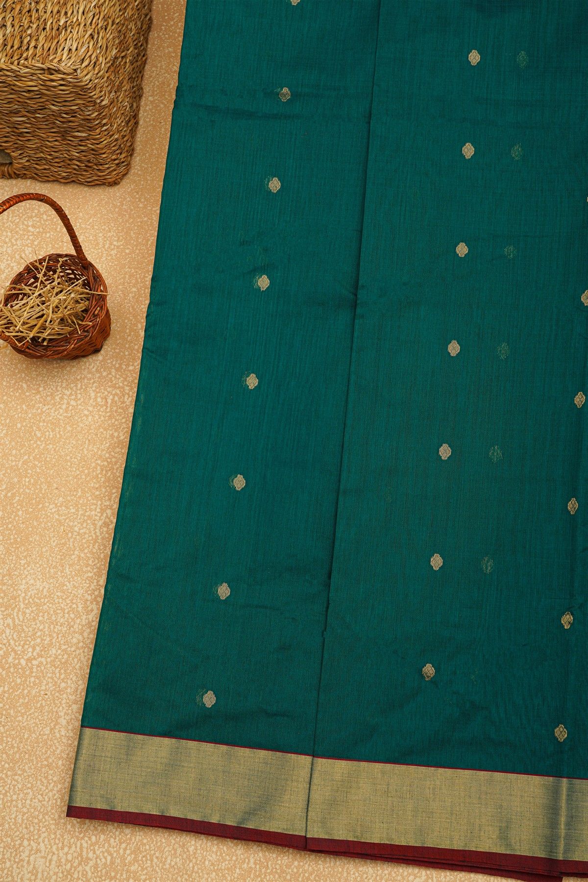 Chanderi Sico Peacock Green Saree