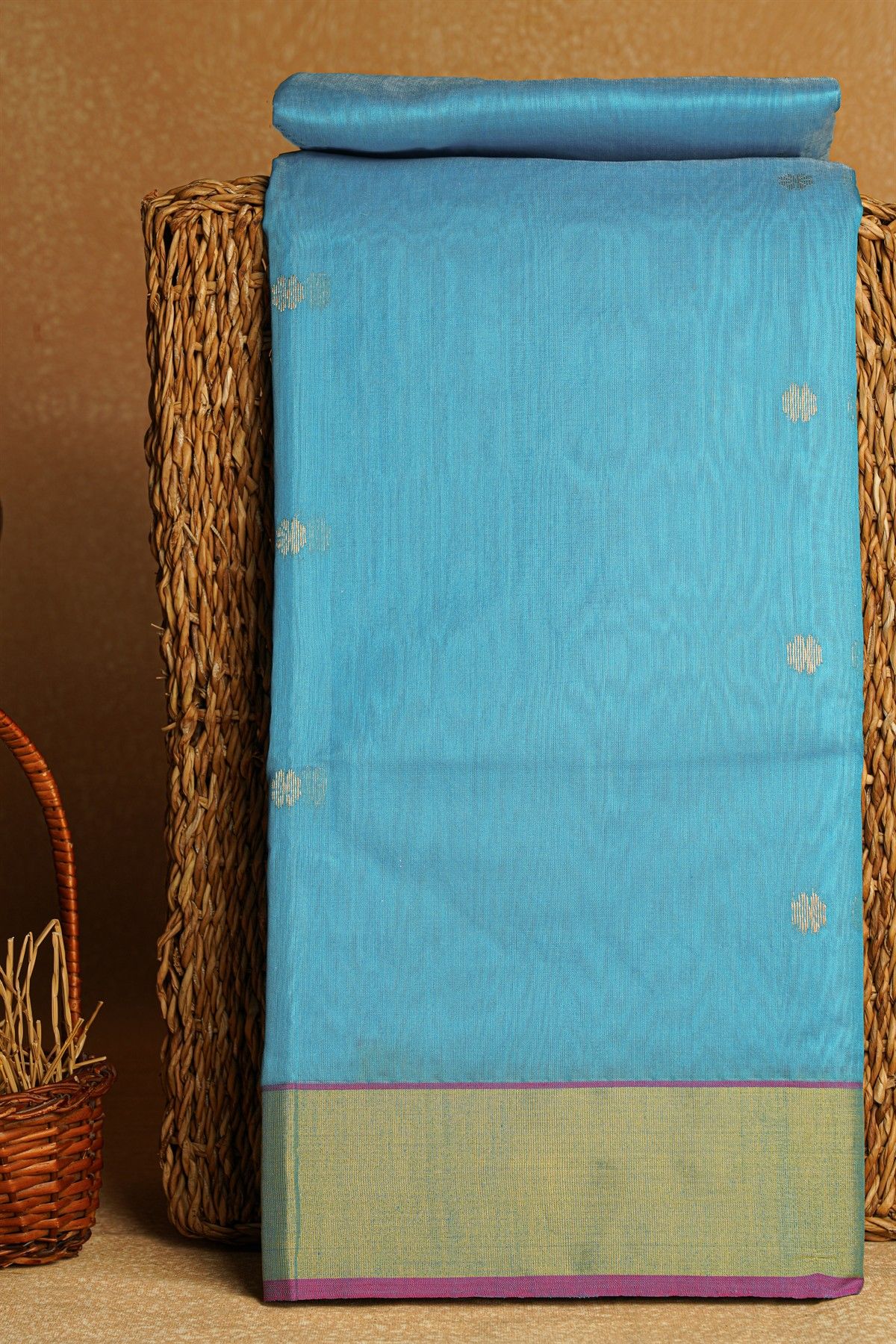 Chanderi Sico Sky Blue Saree