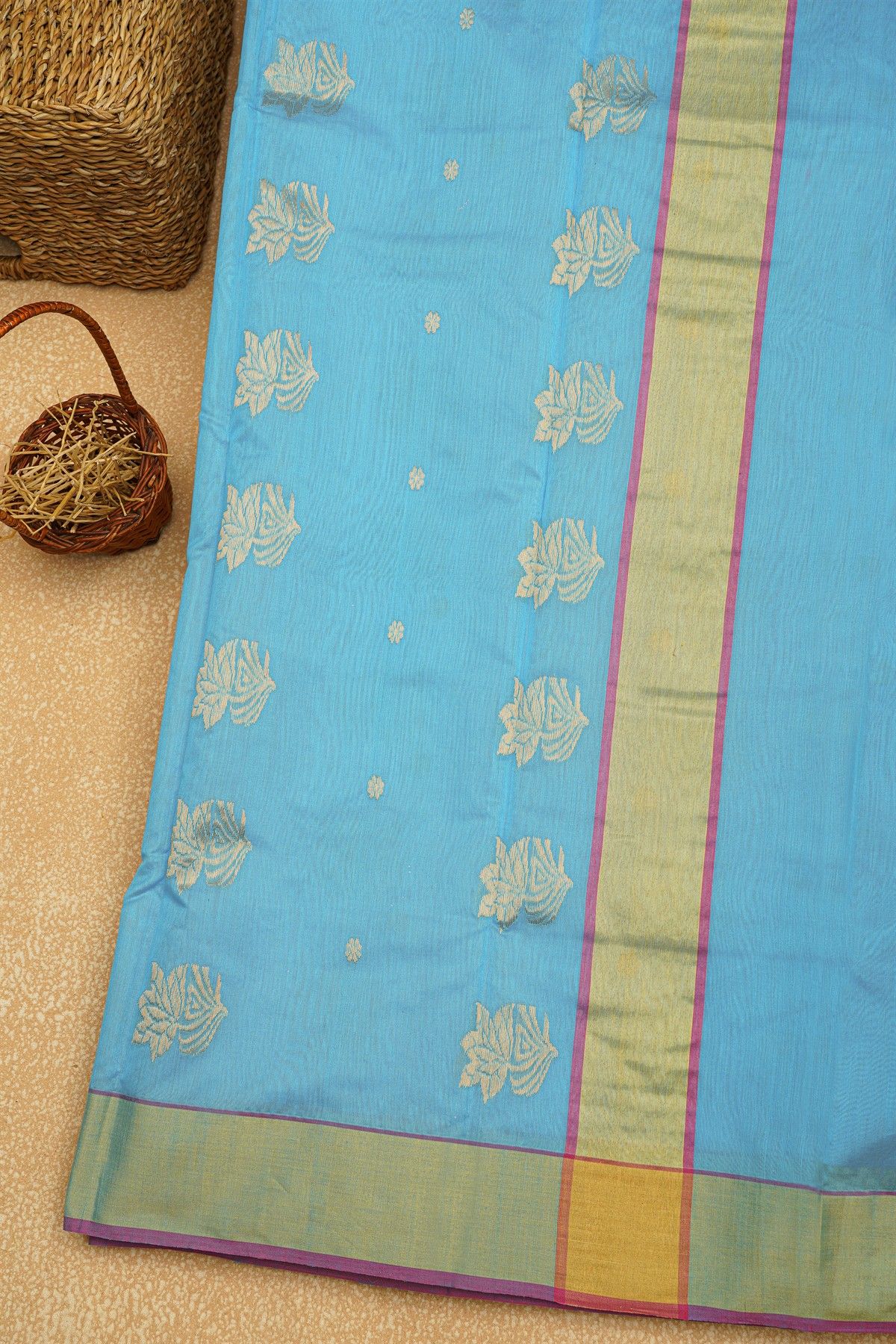 Chanderi Sico Sky Blue Saree