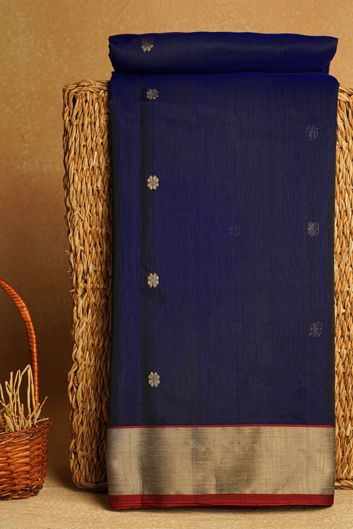 Chanderi Sico Navy Blue Saree