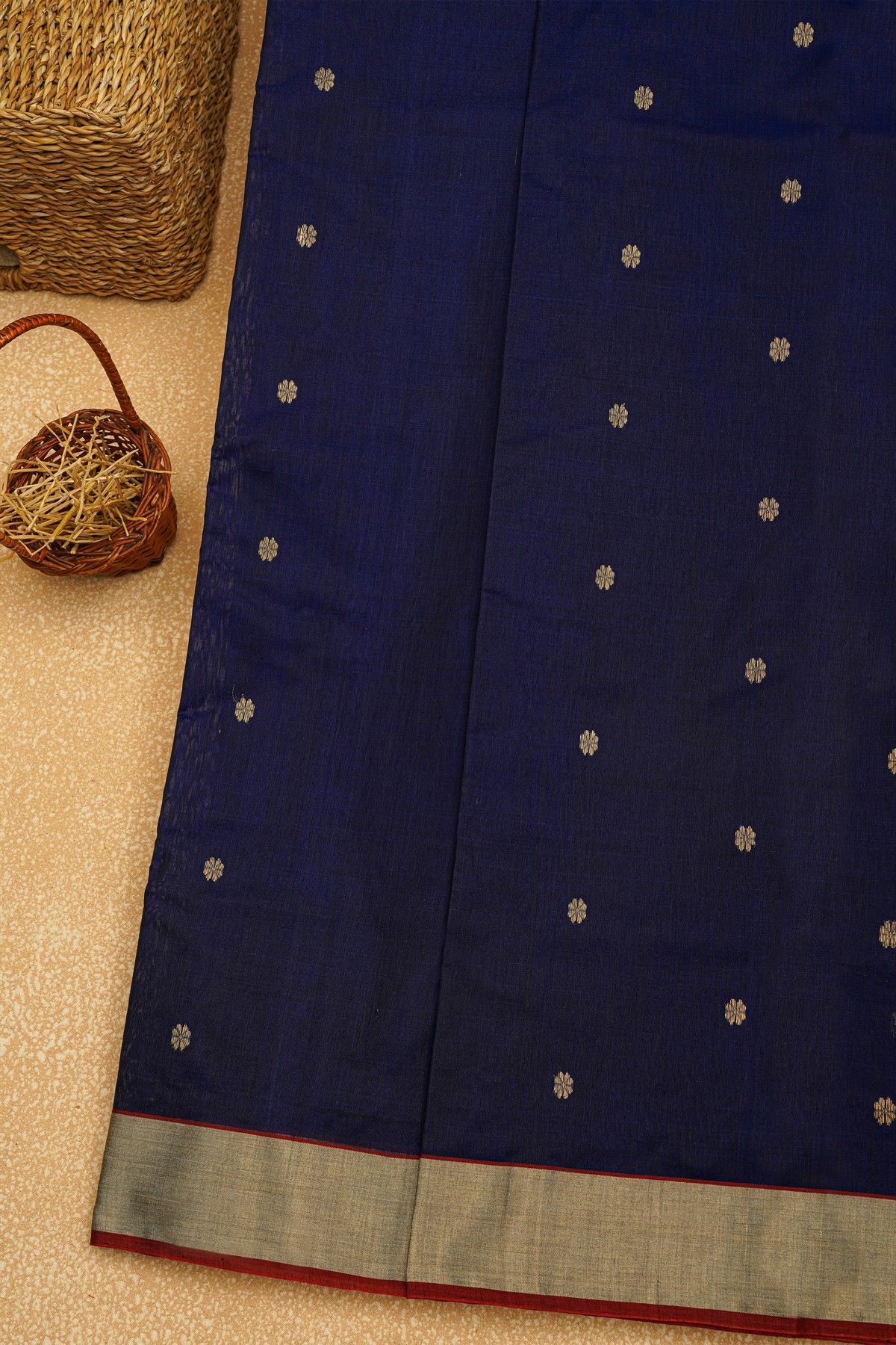 Chanderi Sico Navy Blue Saree