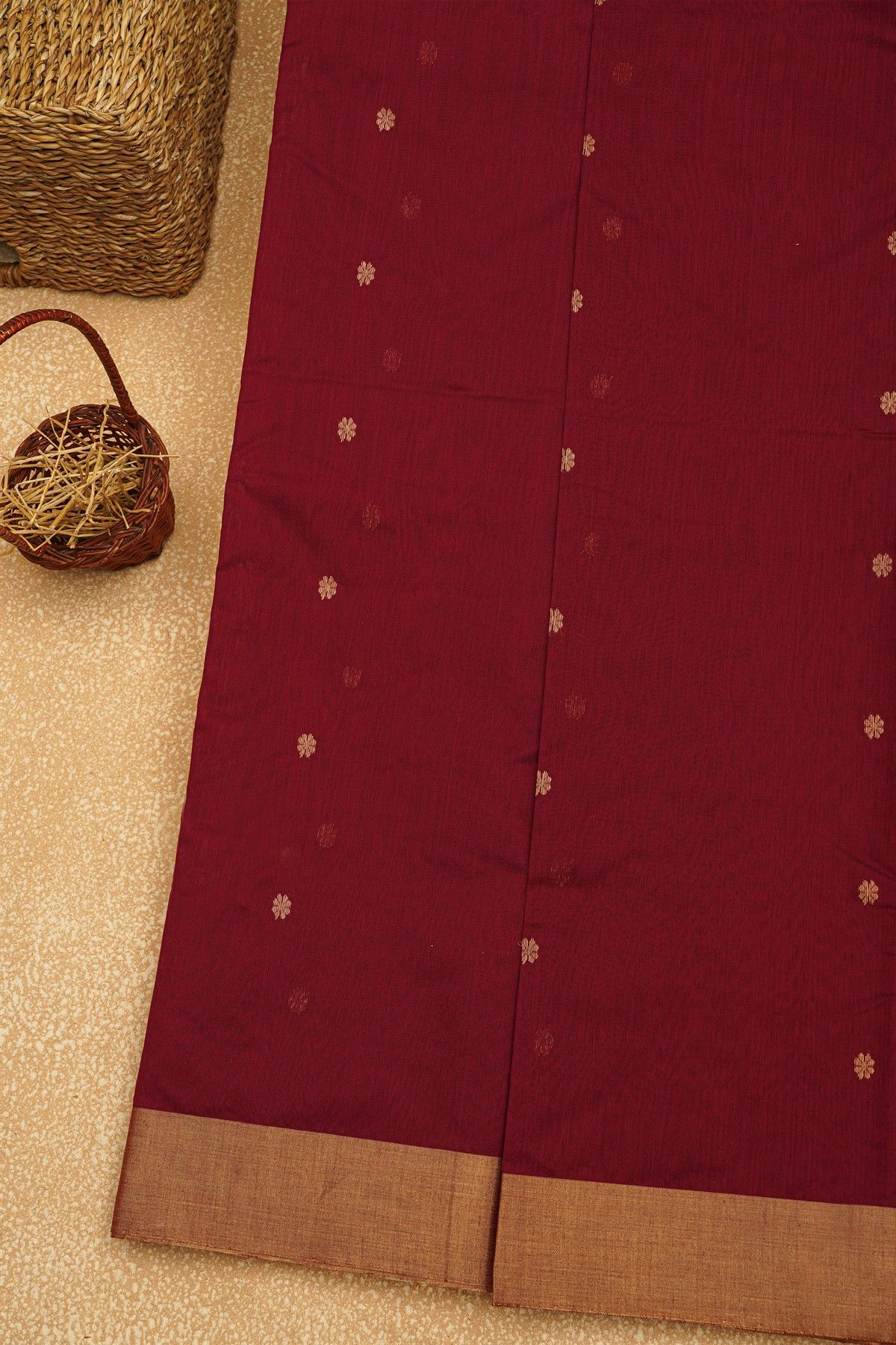 Chanderi Sico Maroon Saree