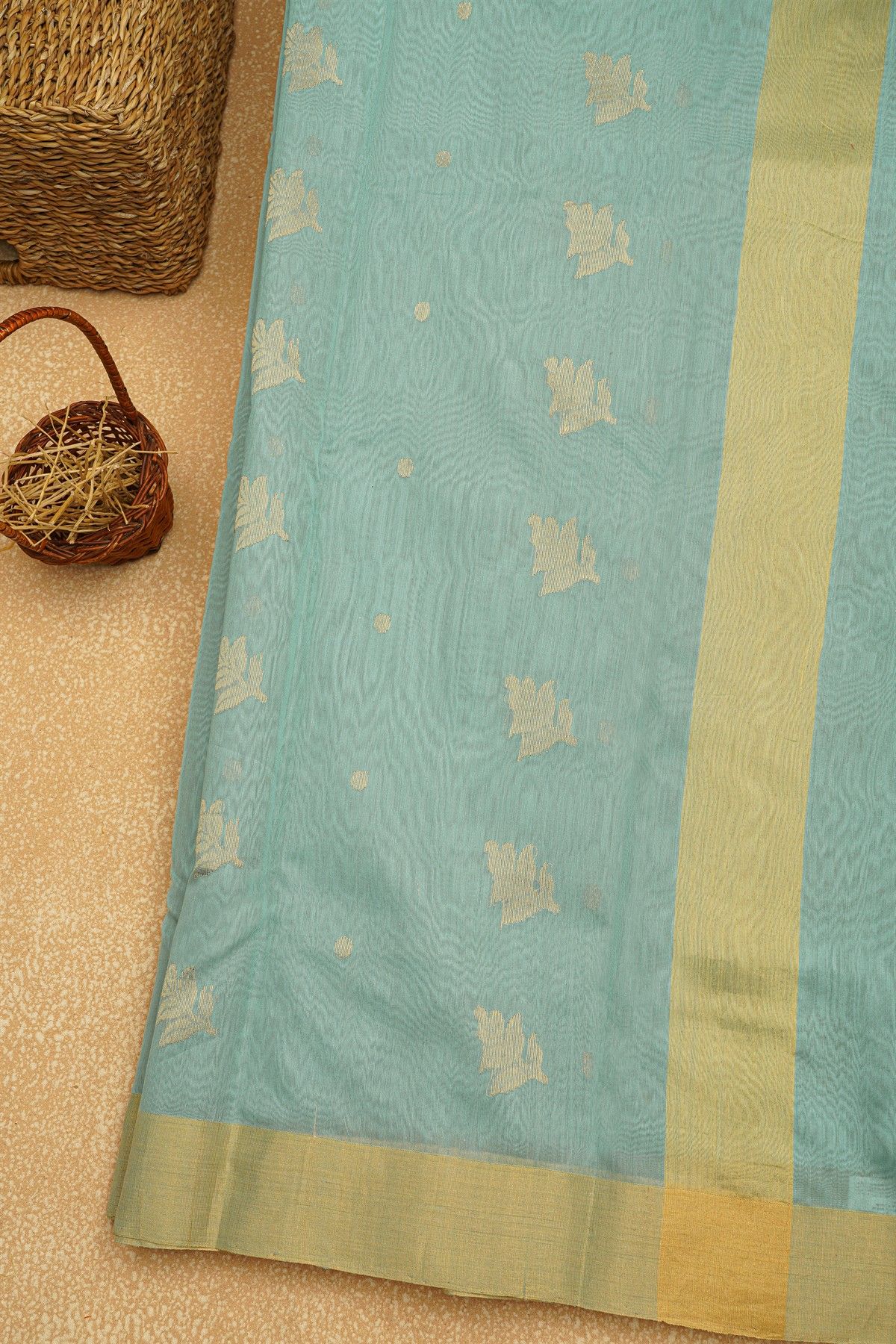 Chanderi Sico Sky Blue Saree