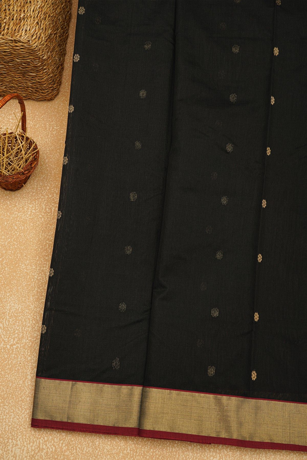 Chanderi Sico Black Saree