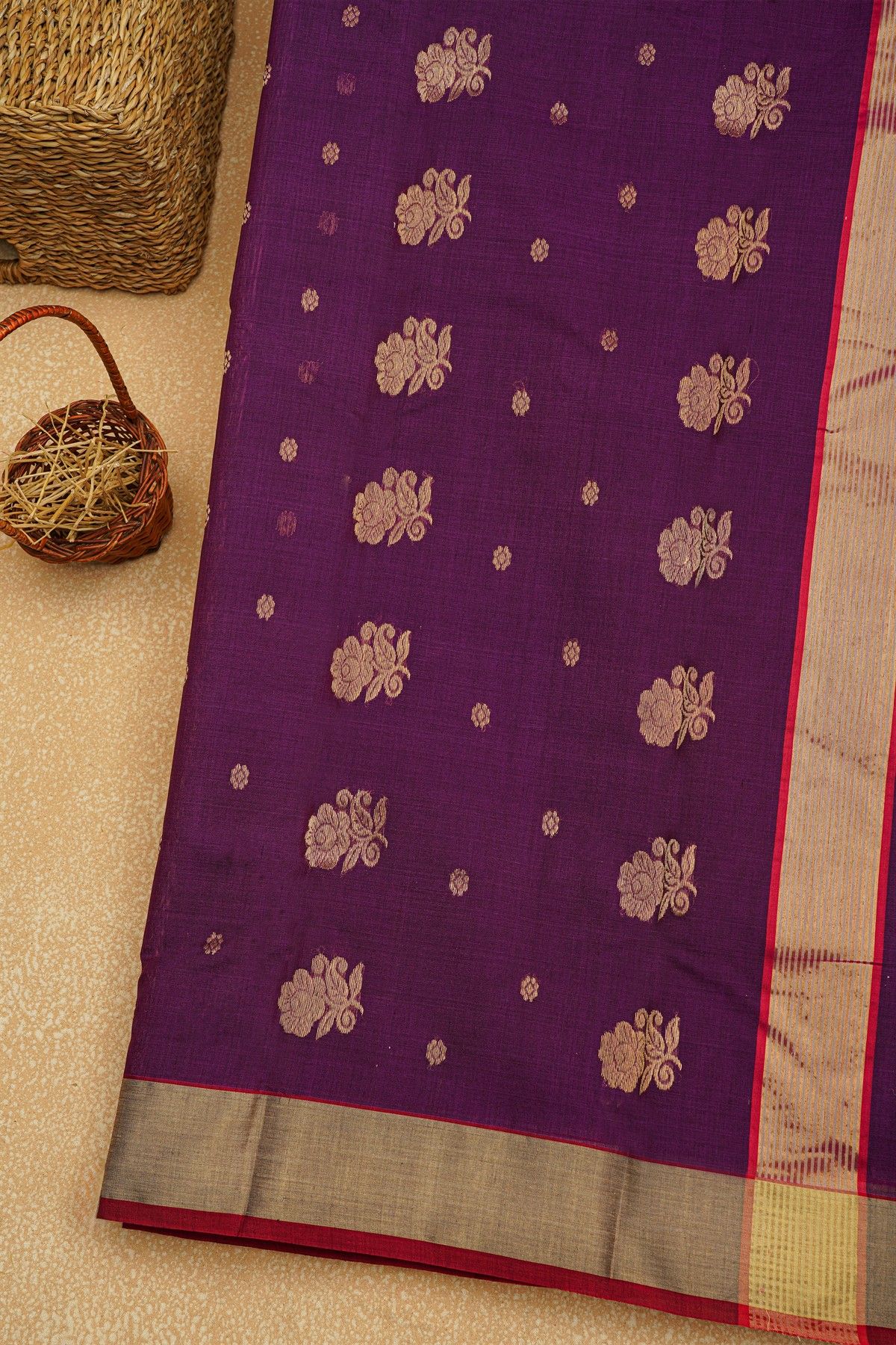 Chanderi Sico Violet Saree