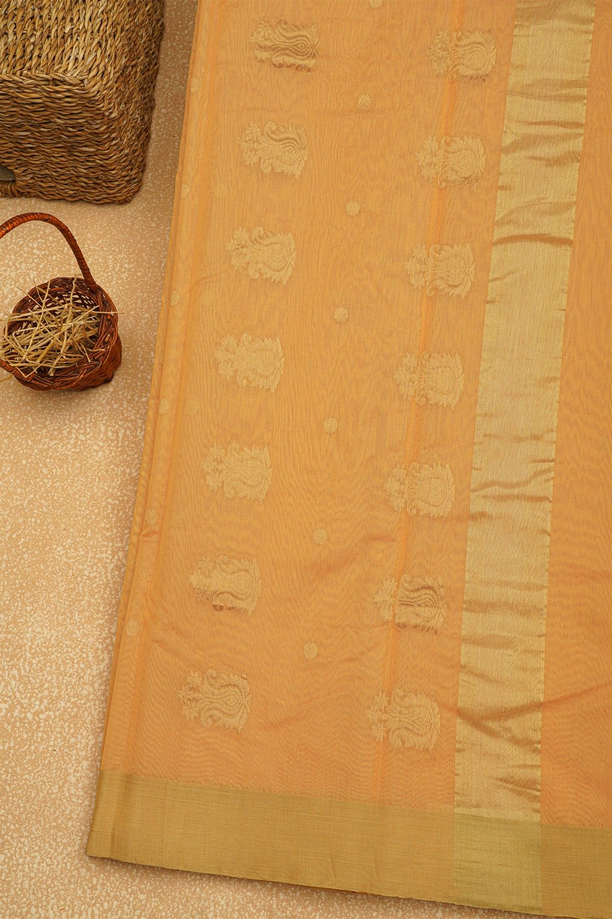 Chanderi Sico Cream Saree