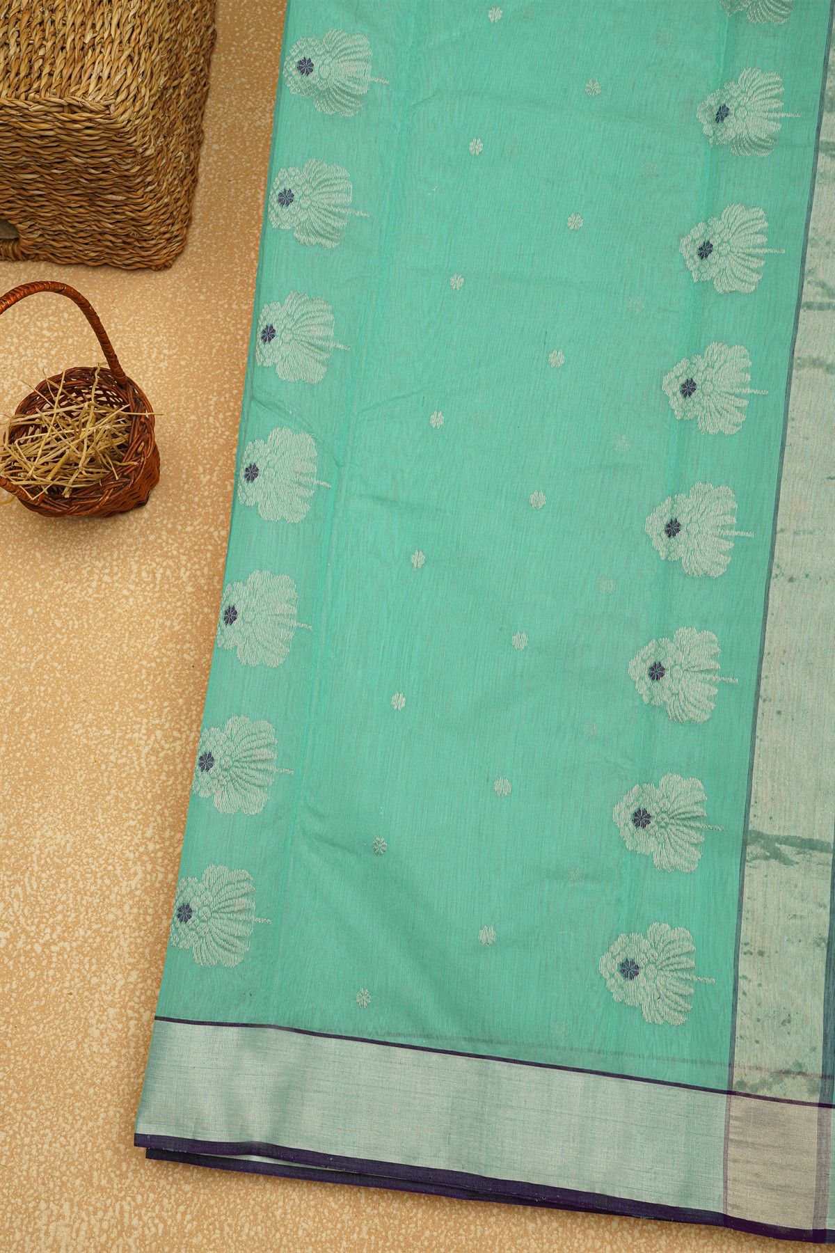 Chanderi Sico Sea Green Saree