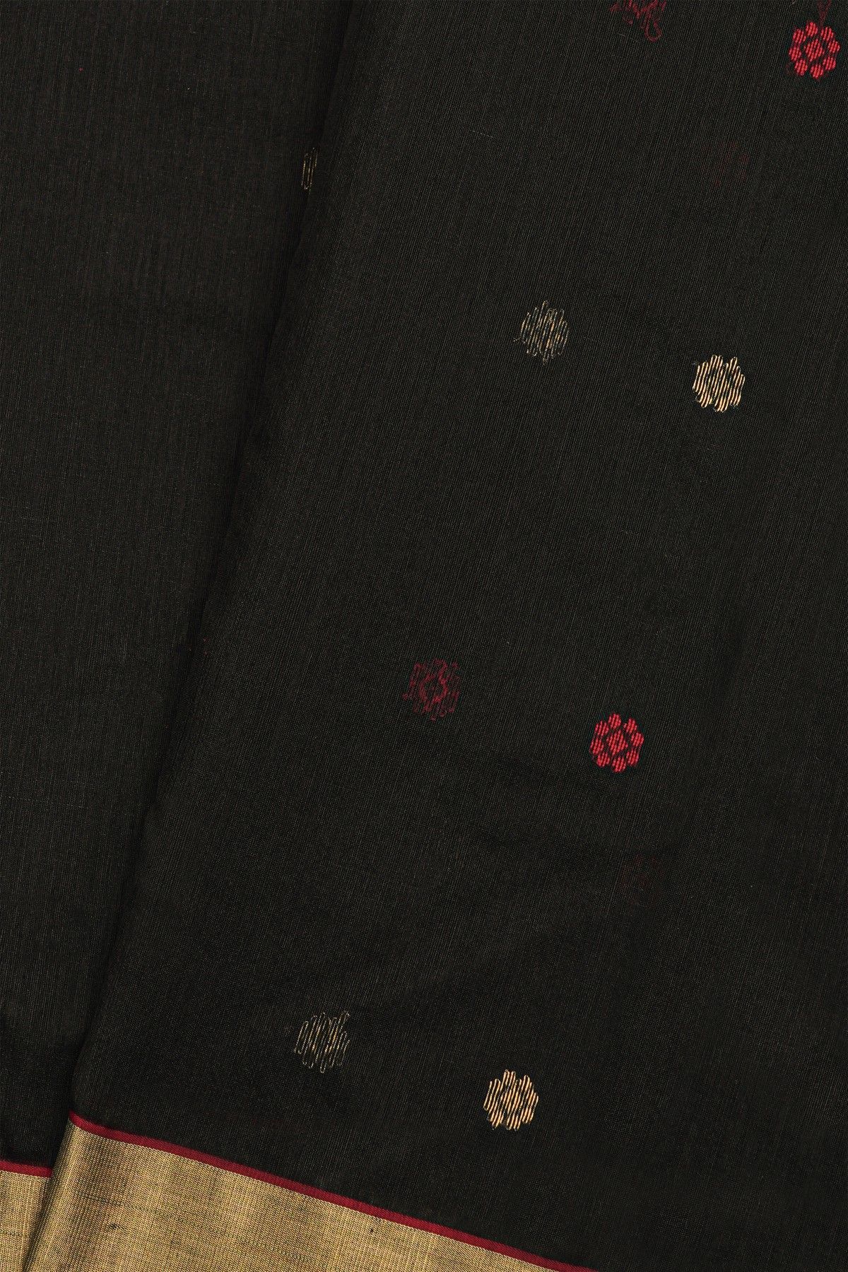 Chanderi Sico Black Saree