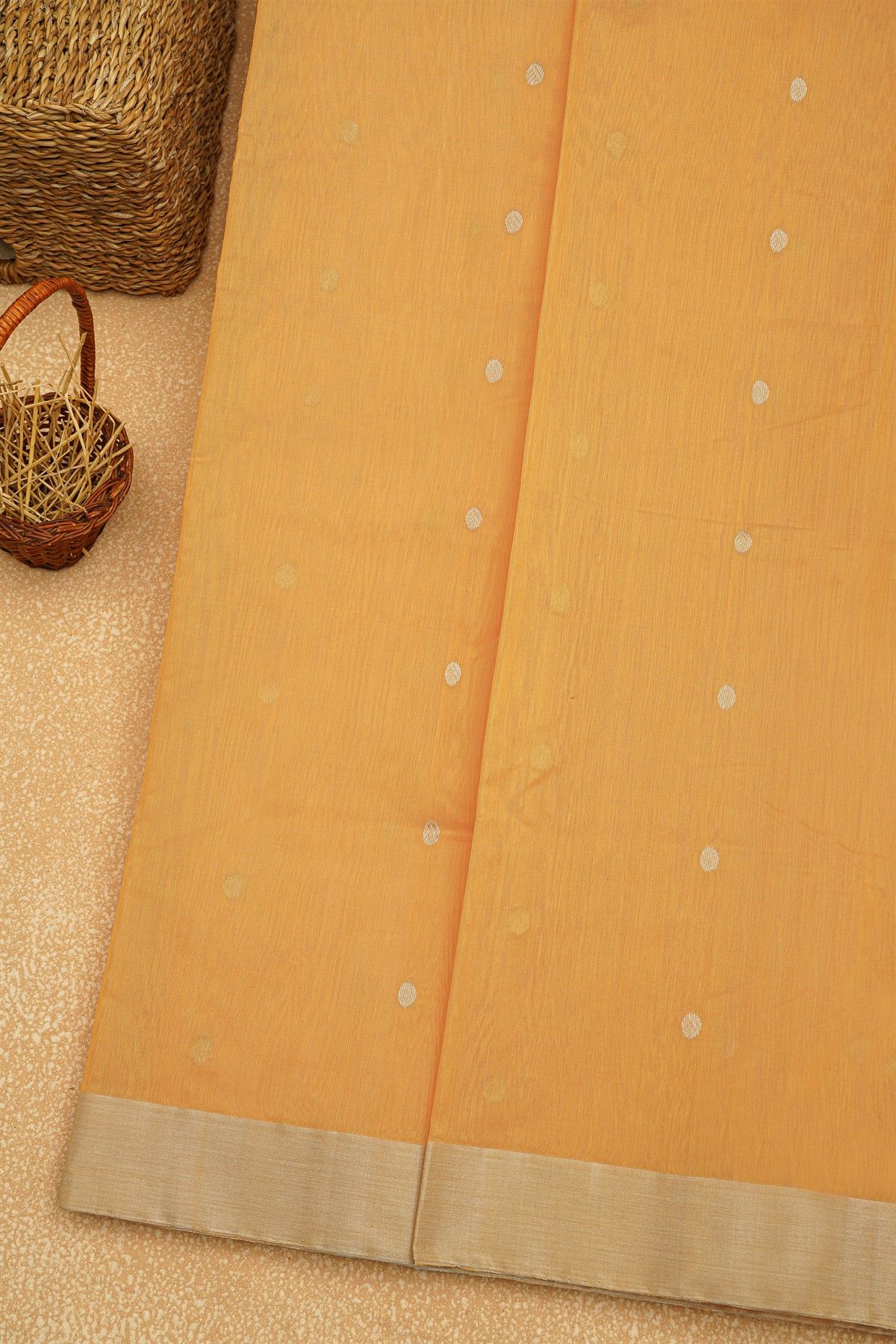 Chanderi Sico Cream Saree