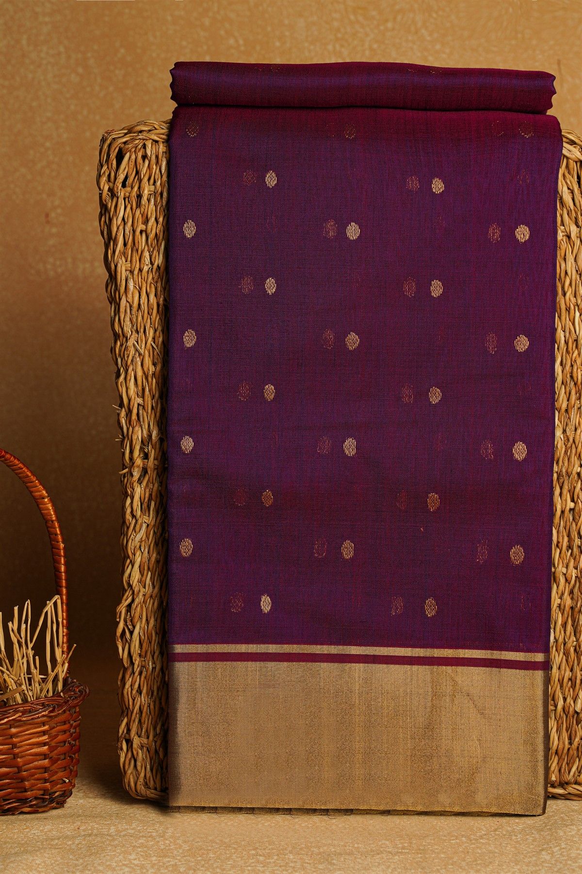 Chanderi Sico Dark Purple Saree