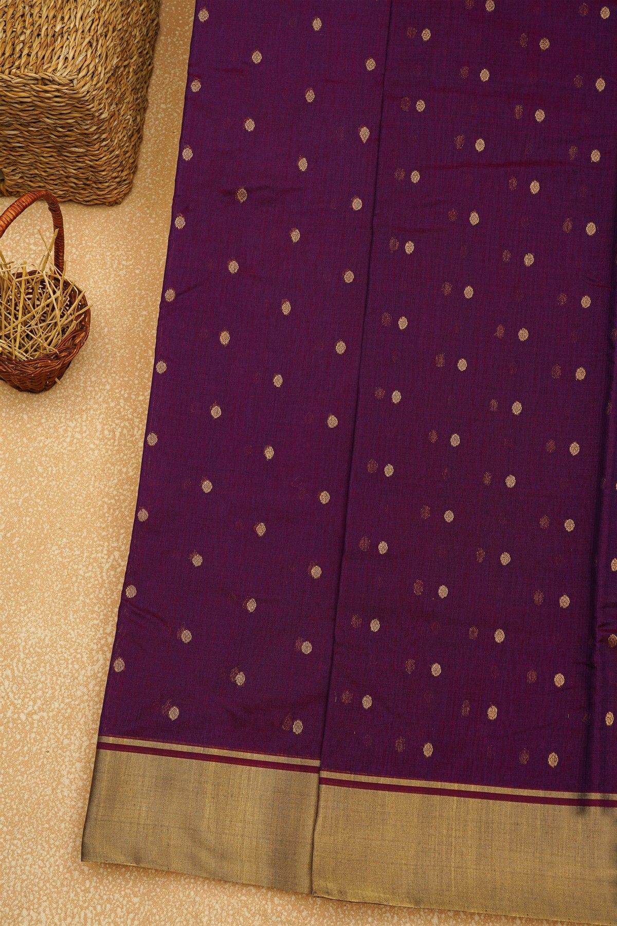 Chanderi Sico Dark Purple Saree