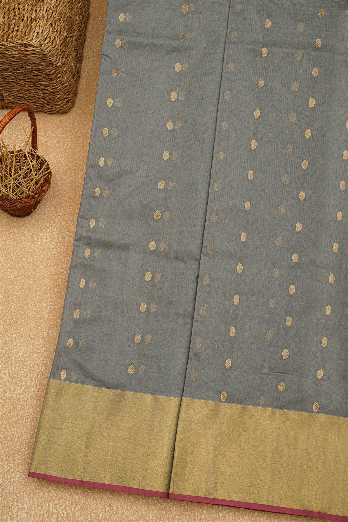 Chanderi Sico Grey Saree
