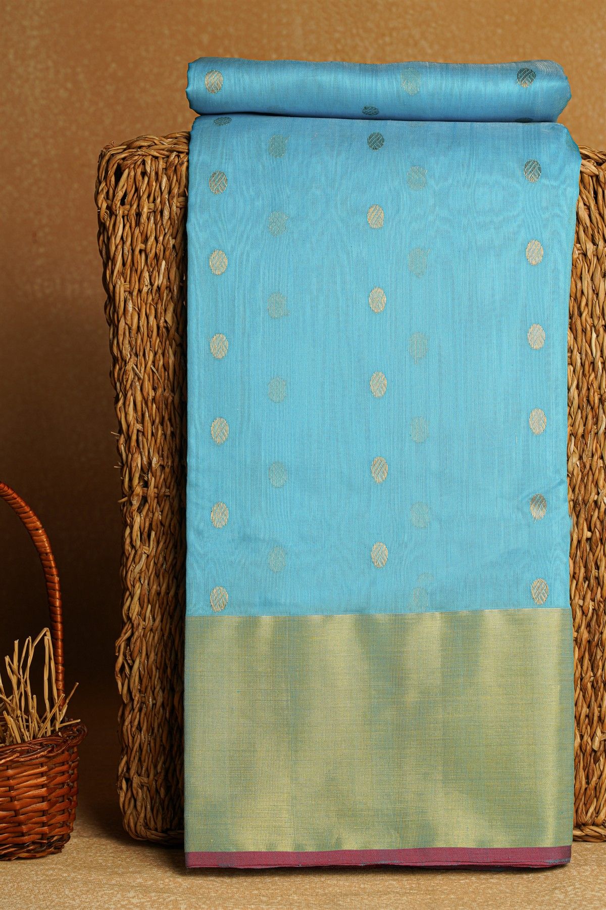 Chanderi Sico Sky Blue Saree