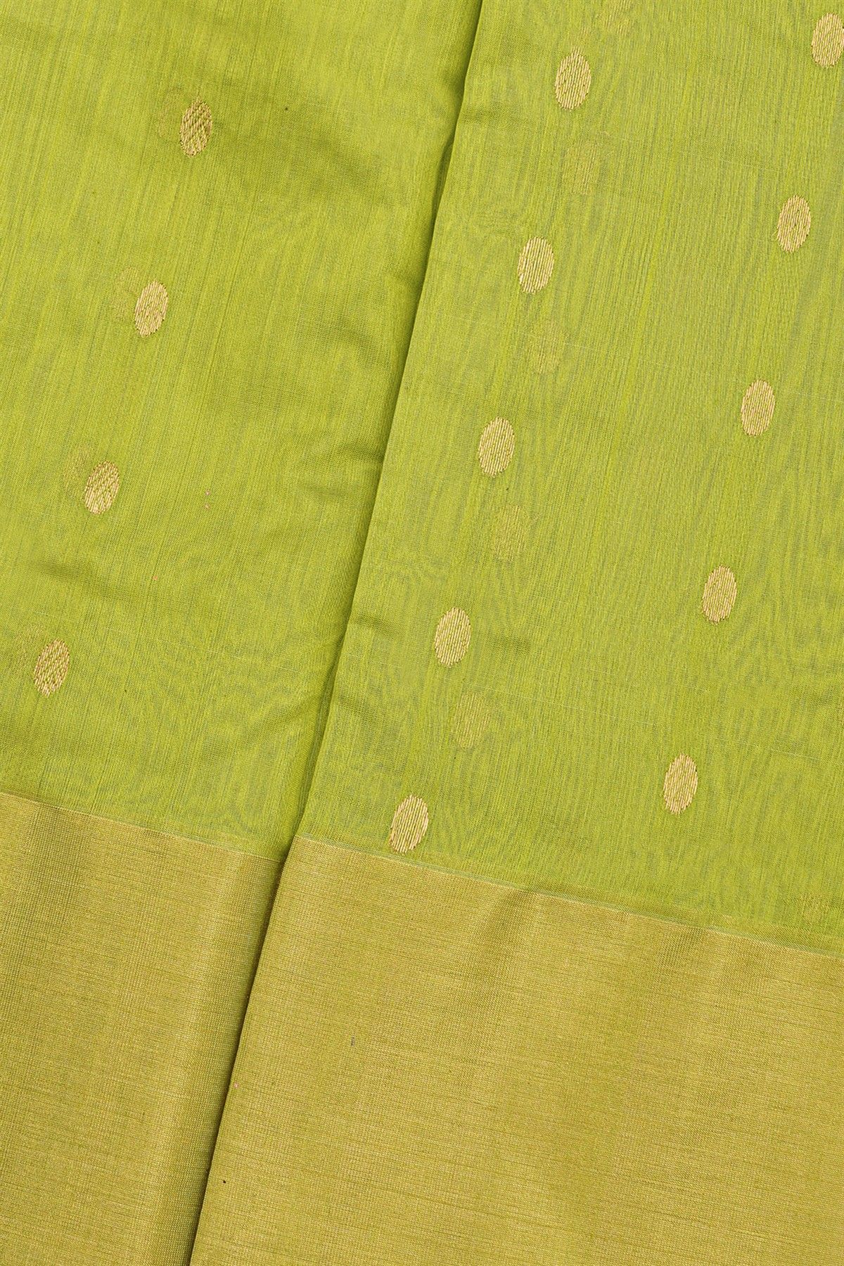 Chanderi Sico Parrot Green Saree