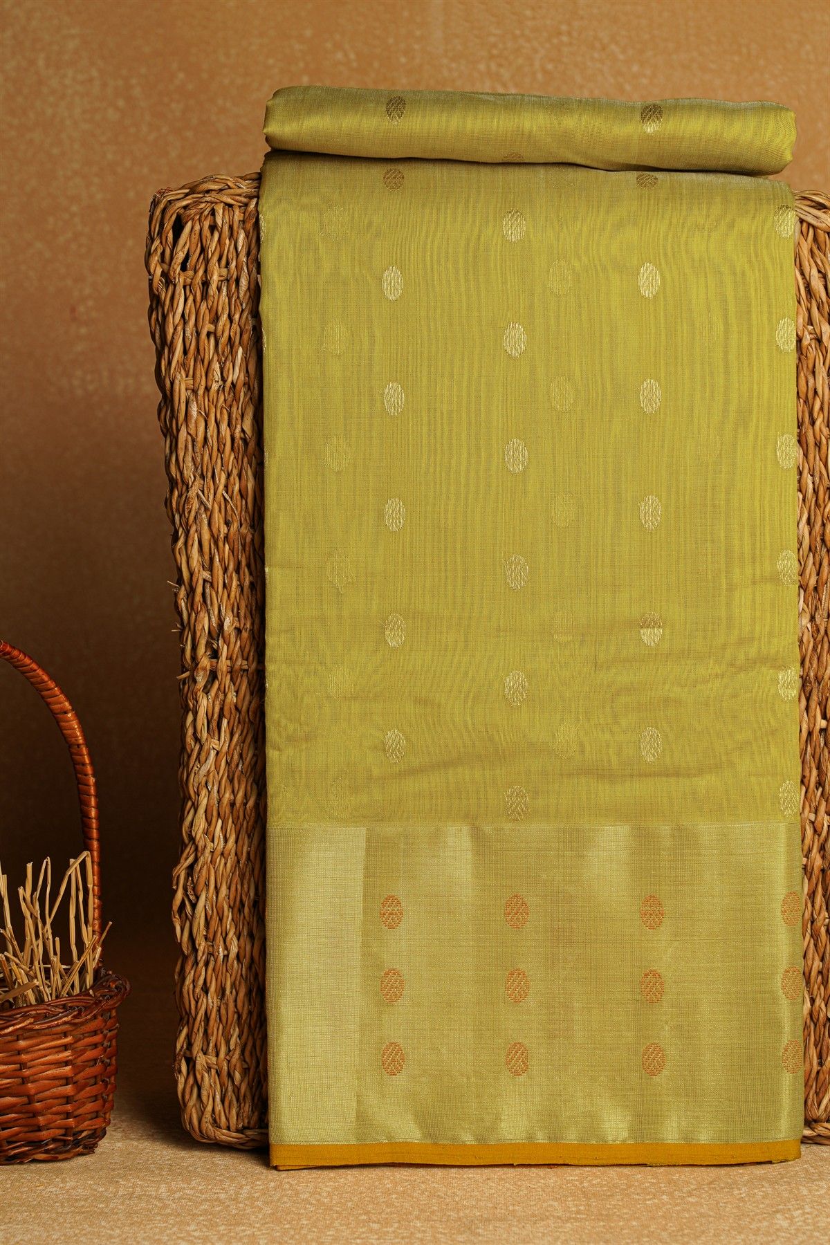Chanderi Sico Light Yellow Saree