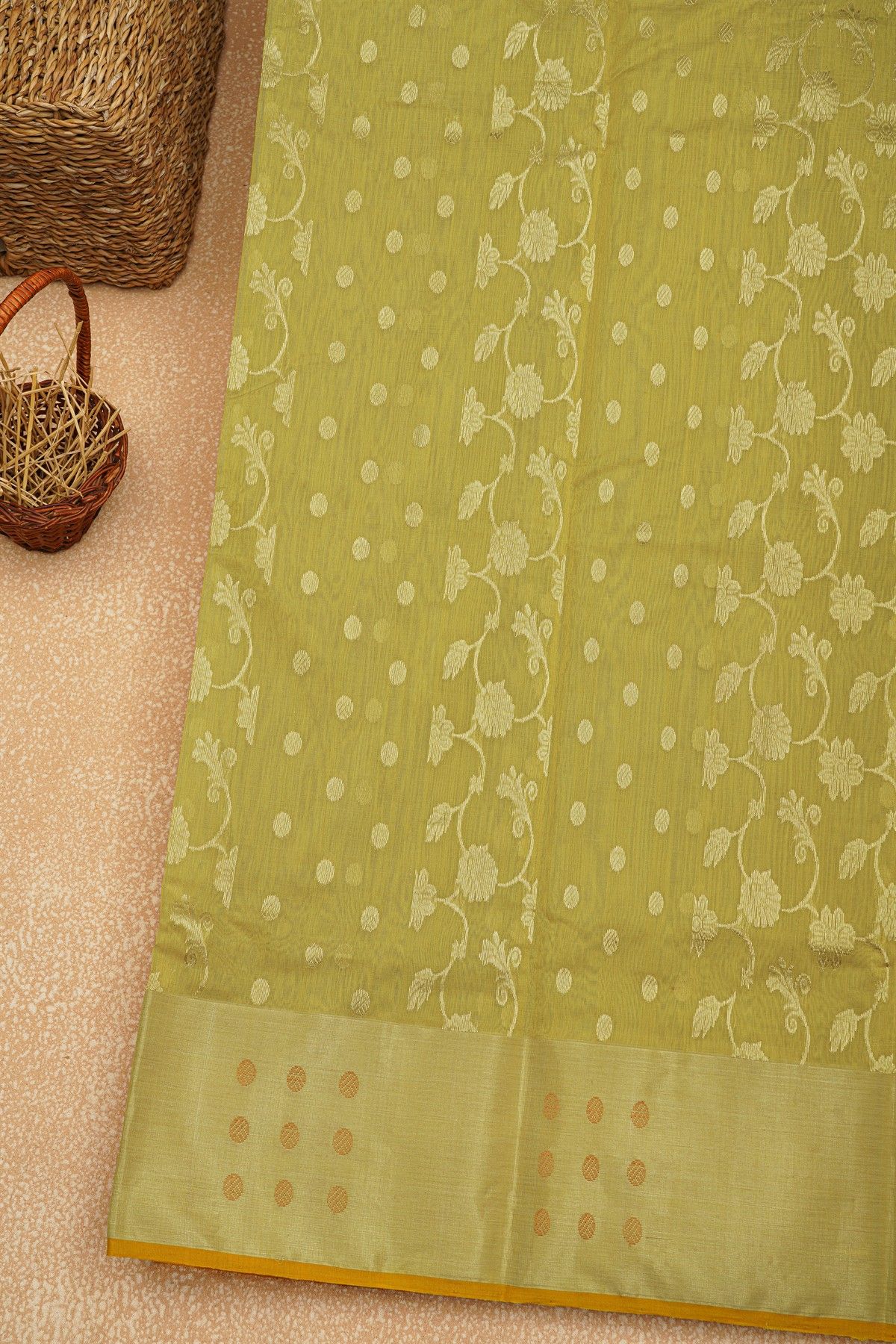 Chanderi Sico Light Yellow Saree