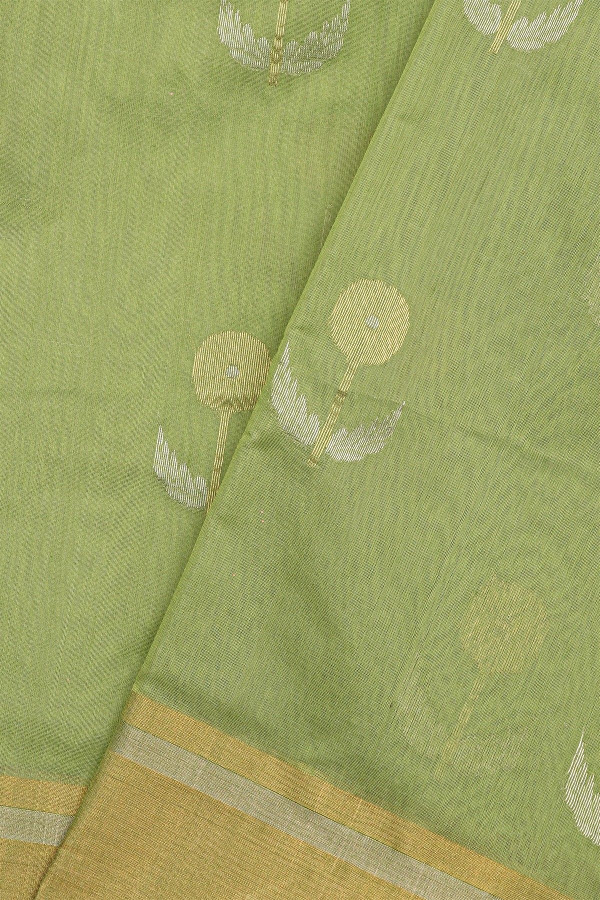 Chanderi Sico Pista Green Saree
