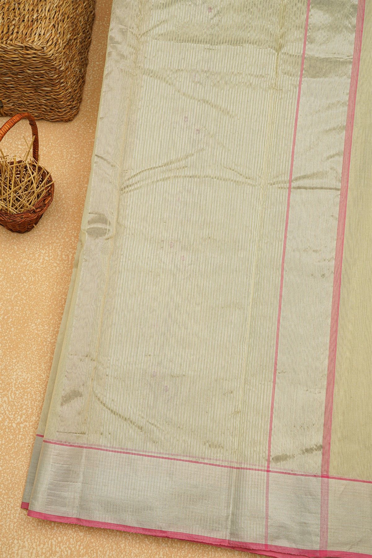 Chanderi Sico Cream Saree