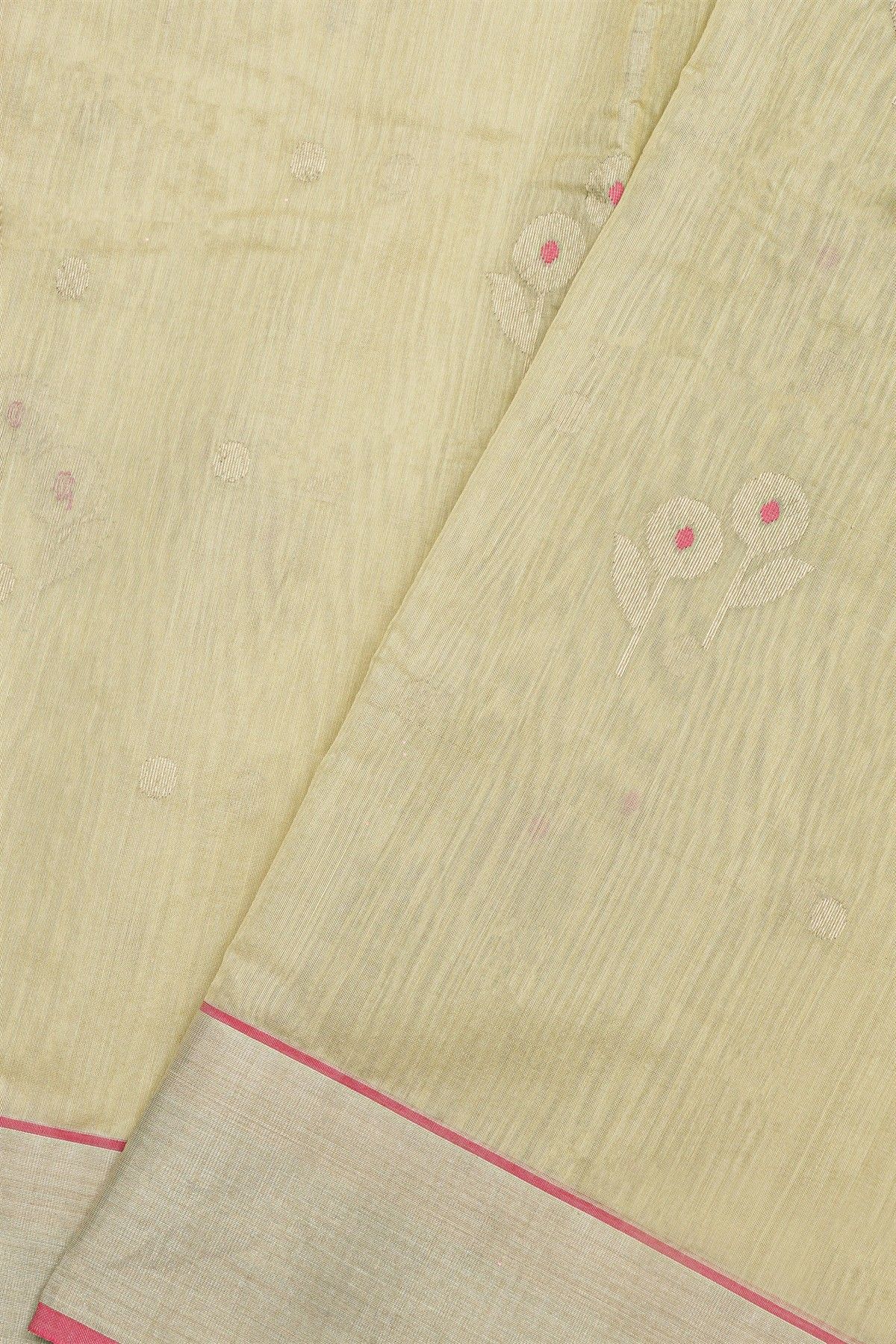Chanderi Sico Cream Saree