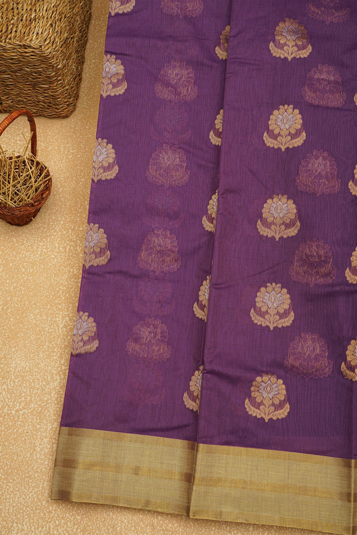 Chanderi Sico Purple Saree