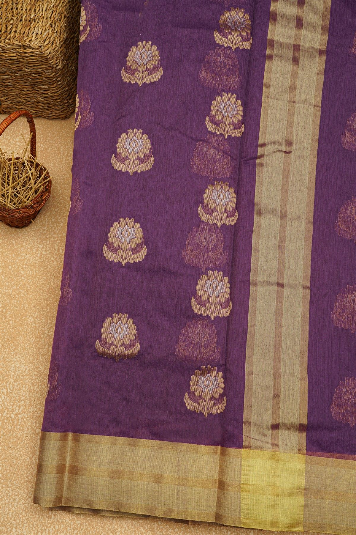 Chanderi Sico Purple Saree