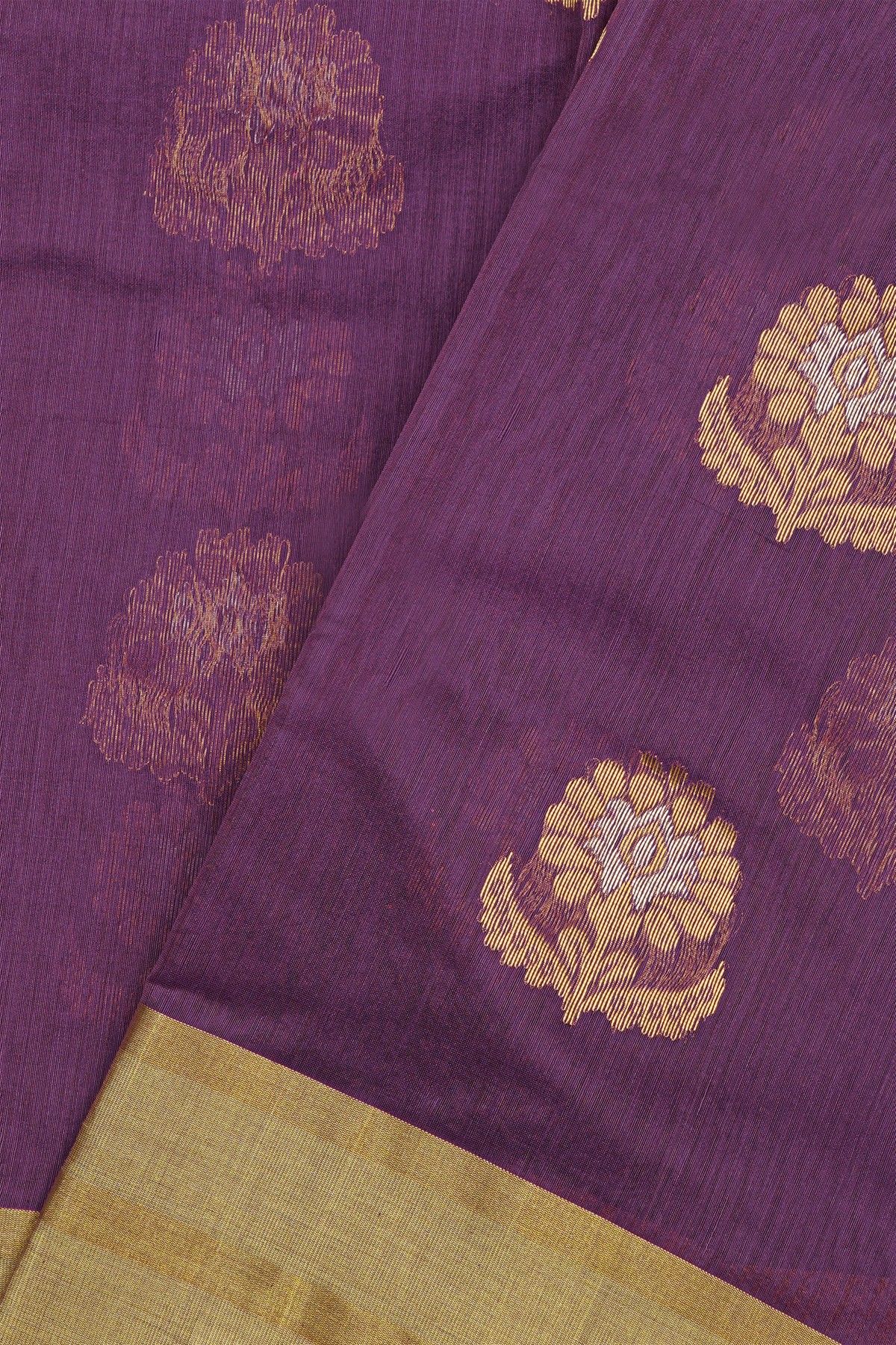 Chanderi Sico Purple Saree