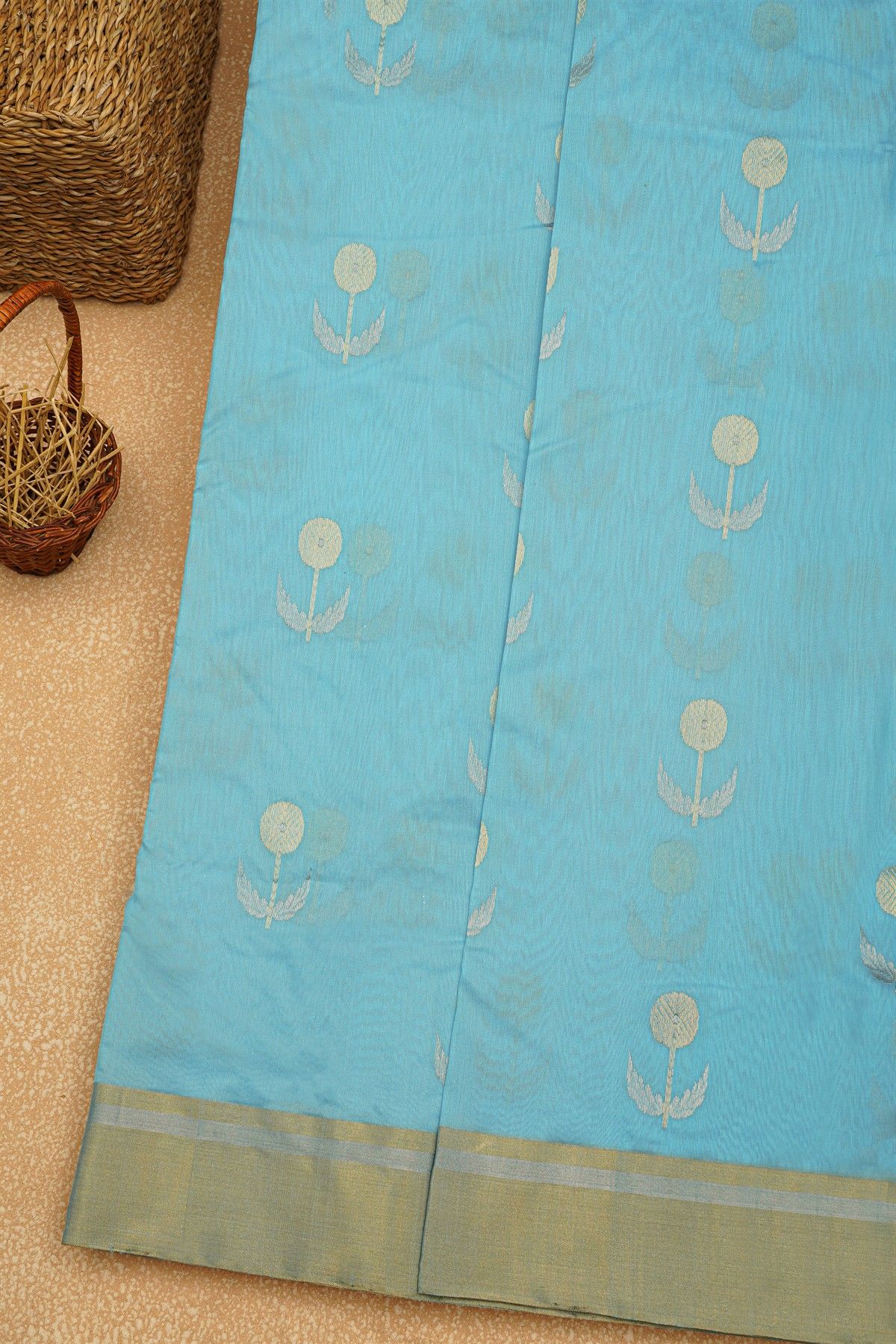 Chanderi Sico Sky Blue Saree