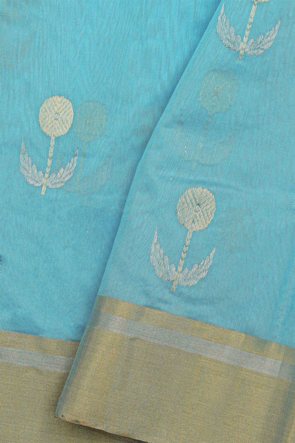 Chanderi Sico Sky Blue Saree