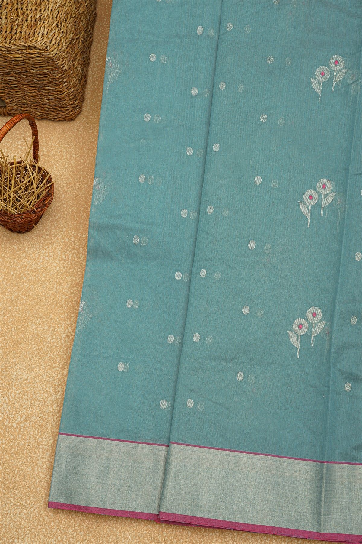 Chanderi Sico Sky Blue Saree